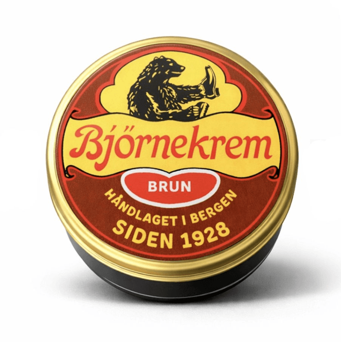 Hovedbilde Bjørnekrem. Produseres i Bergen! Brun skokrem
