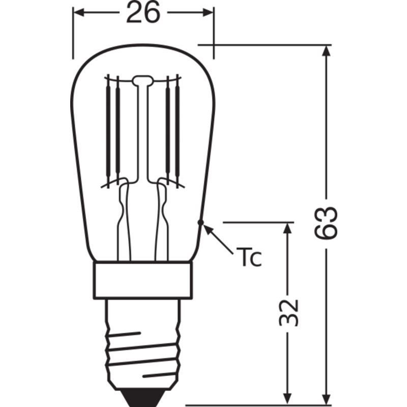 Osram Spesiell T LED E14 Rørformet Filament Klar 1.6W 50lm - 824 Ekstra Varm Hvit | Erstatter 5W